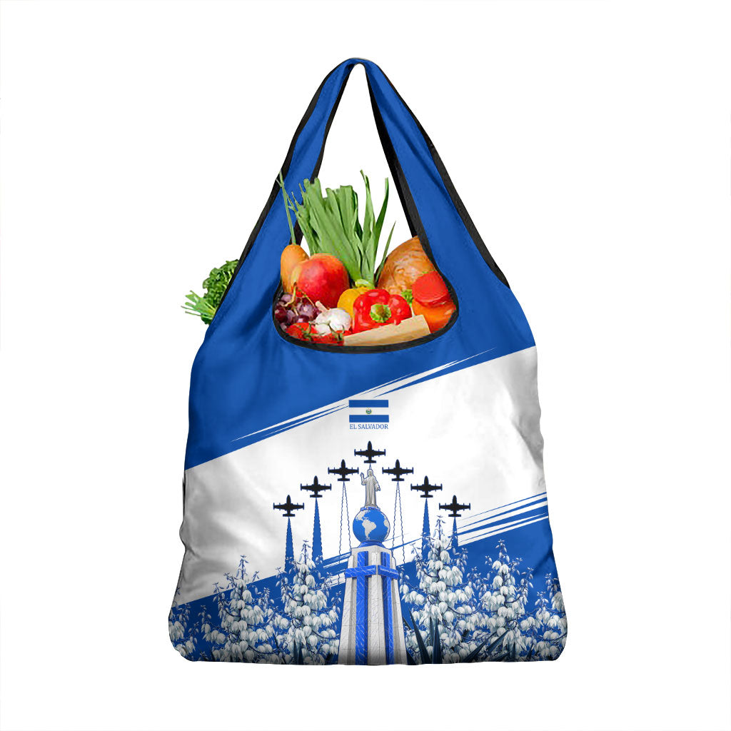 El Salvador Divine Savior Monument Grocery Bag Flor De Izote Coat Of Arms Fighter Jets Art