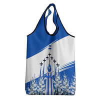 El Salvador Divine Savior Monument Grocery Bag Flor De Izote Coat Of Arms Fighter Jets Art