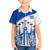 El Salvador Divine Savior Monument Hawaiian Shirt Flor De Izote Coat Of Arms Fighter Jets Art