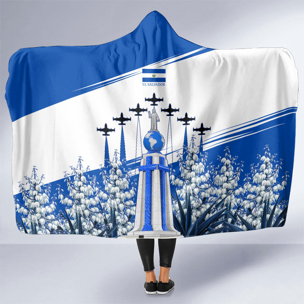 El Salvador Divine Savior Monument Hooded Blanket Flor De Izote Coat Of Arms Fighter Jets Art