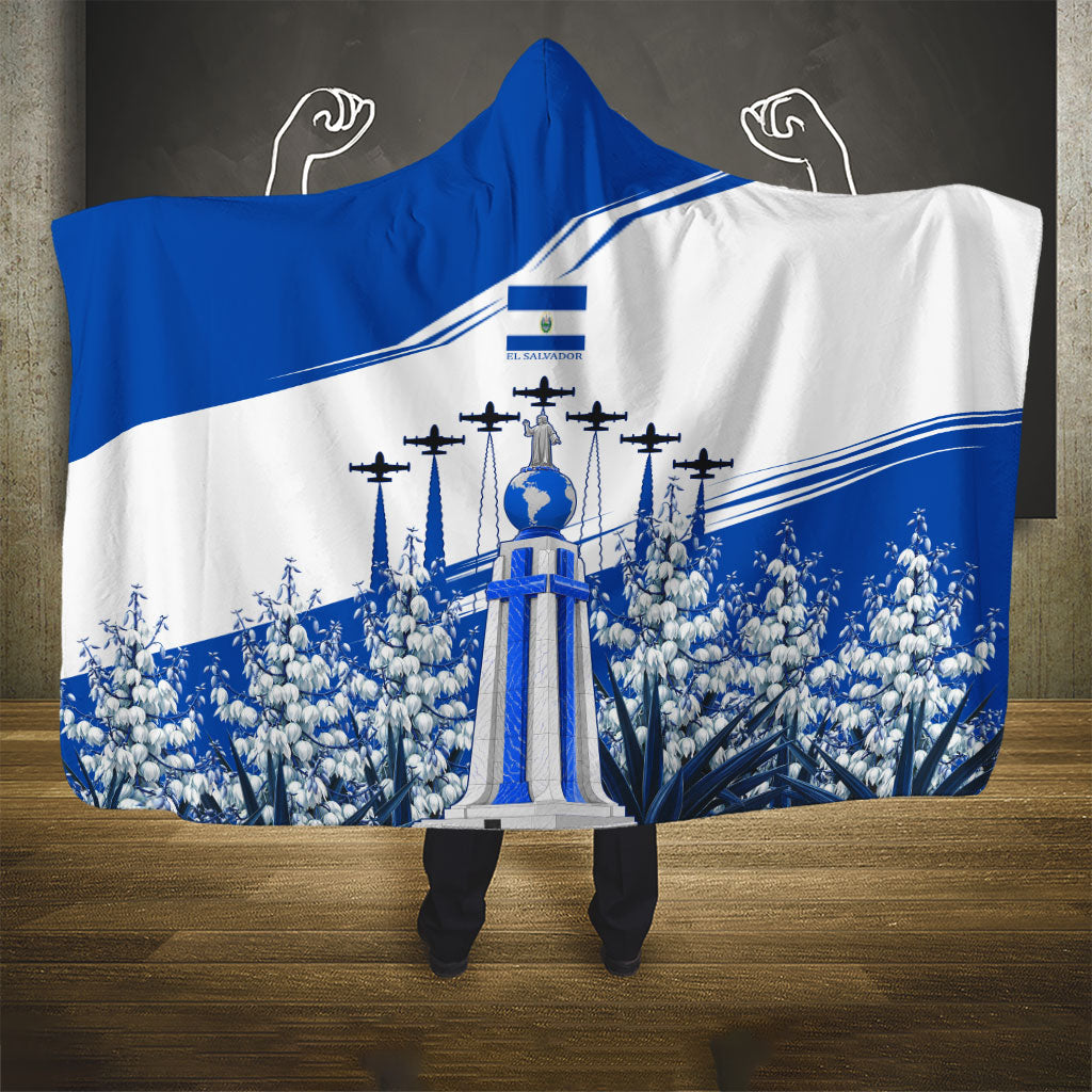 El Salvador Divine Savior Monument Hooded Blanket Flor De Izote Coat Of Arms Fighter Jets Art