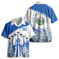 El Salvador Divine Savior Monument Kid Hawaiian Shirt Flor De Izote Coat Of Arms Fighter Jets Art