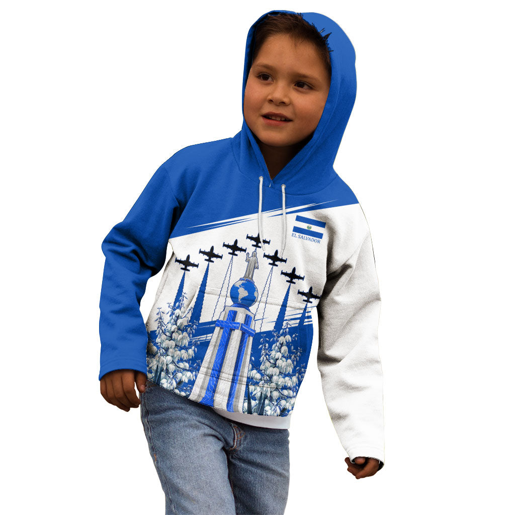 El Salvador Divine Savior Monument Kid Hoodie Flor De Izote Coat Of Arms Fighter Jets Art