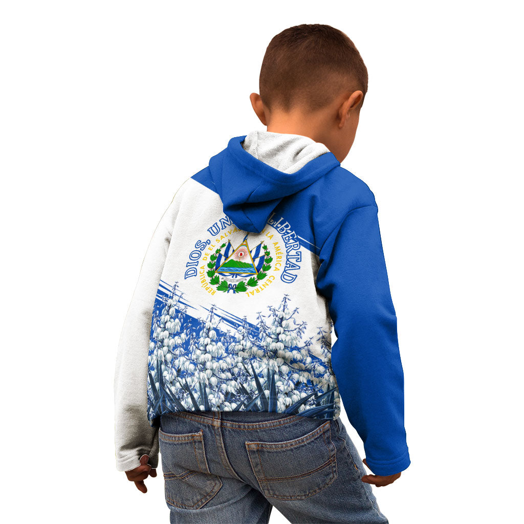 El Salvador Divine Savior Monument Kid Hoodie Flor De Izote Coat Of Arms Fighter Jets Art