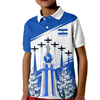 El Salvador Divine Savior Monument Kid Polo Shirt Flor De Izote Coat Of Arms Fighter Jets Art