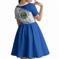 El Salvador Divine Savior Monument Kid Short Sleeve Dress Flor De Izote Coat Of Arms Fighter Jets Art