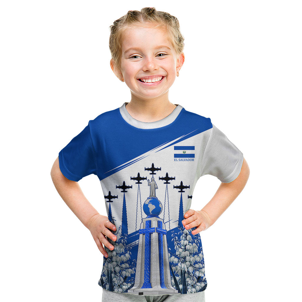 El Salvador Divine Savior Monument Kid T Shirt Flor De Izote Coat Of Arms Fighter Jets Art