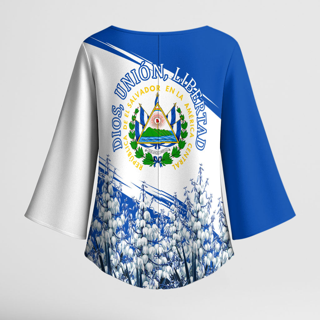 El Salvador Divine Savior Monument Kimono Sleeve Blouse Flor De Izote Coat Of Arms Fighter Jets Art