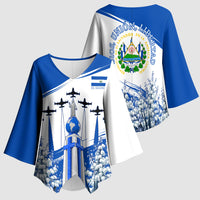 El Salvador Divine Savior Monument Kimono Sleeve Blouse Flor De Izote Coat Of Arms Fighter Jets Art