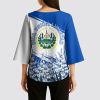 El Salvador Divine Savior Monument Kimono Sleeve Blouse Flor De Izote Coat Of Arms Fighter Jets Art