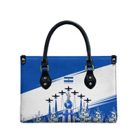 El Salvador Divine Savior Monument Leather Bag Flor De Izote Coat Of Arms Fighter Jets Art