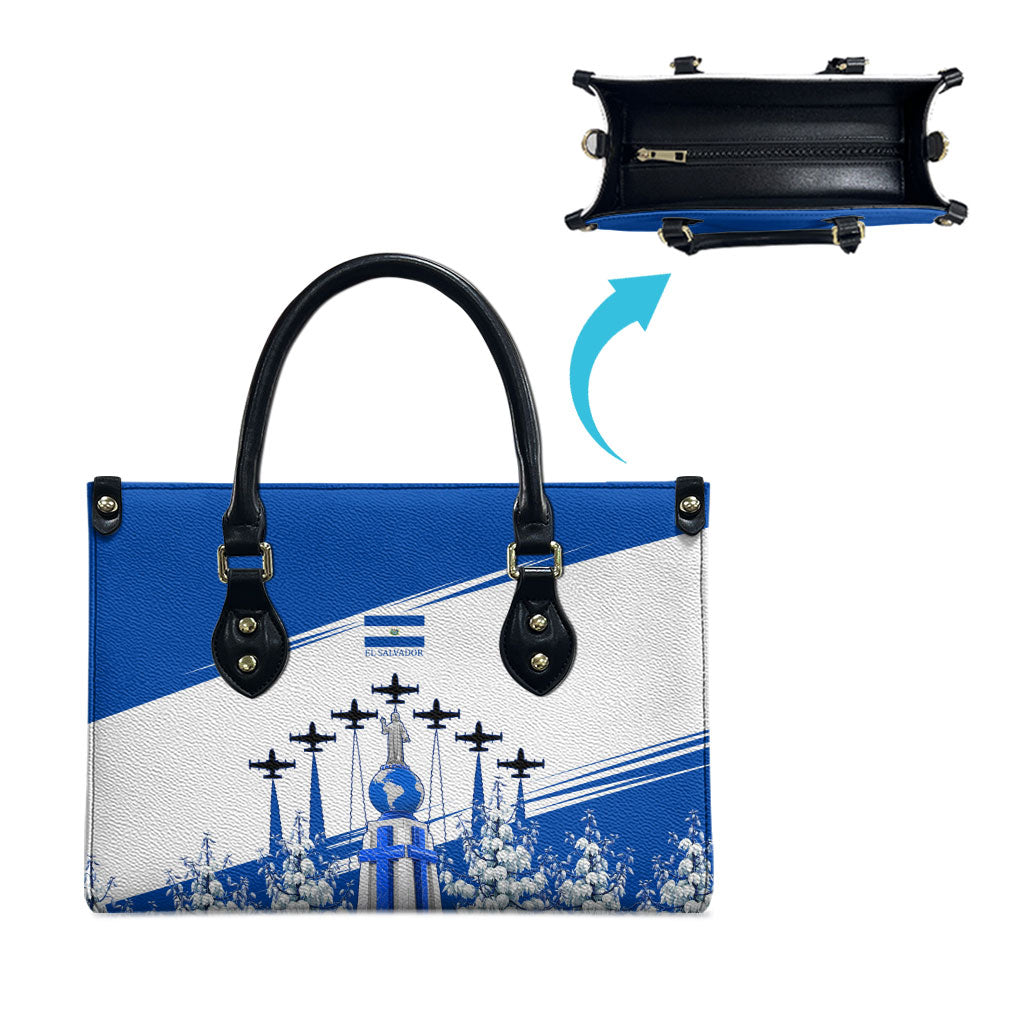 El Salvador Divine Savior Monument Leather Bag Flor De Izote Coat Of Arms Fighter Jets Art
