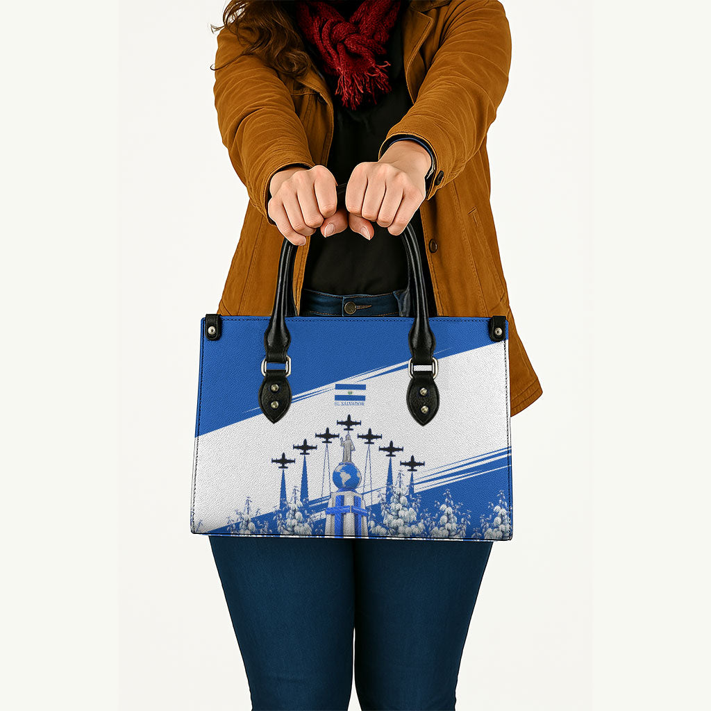El Salvador Divine Savior Monument Leather Bag Flor De Izote Coat Of Arms Fighter Jets Art