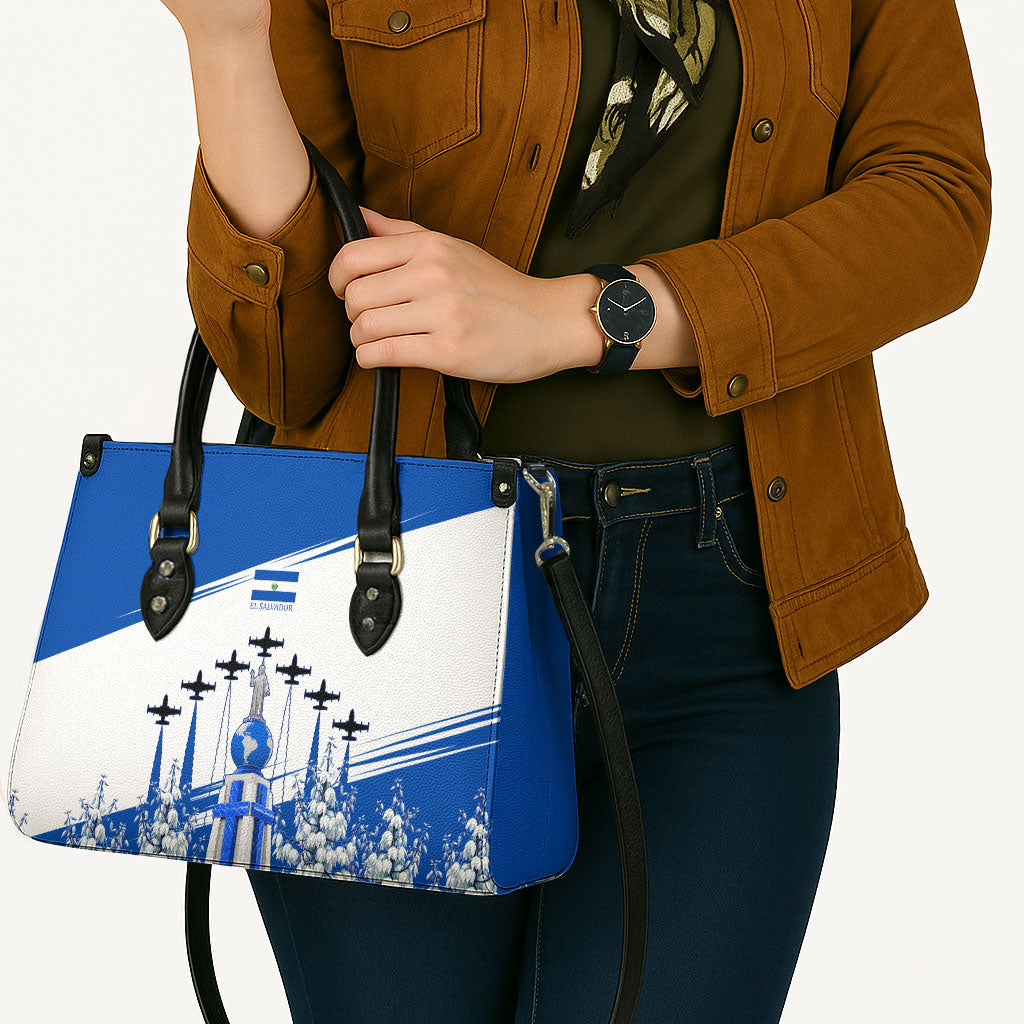 El Salvador Divine Savior Monument Leather Bag Flor De Izote Coat Of Arms Fighter Jets Art