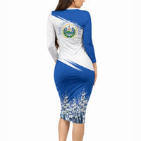 El Salvador Divine Savior Monument Long Sleeve Bodycon Dress Flor De Izote Coat Of Arms Fighter Jets Art