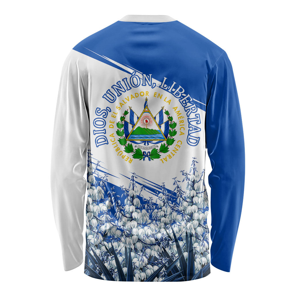 El Salvador Divine Savior Monument Long Sleeve Shirt Flor De Izote Coat Of Arms Fighter Jets Art