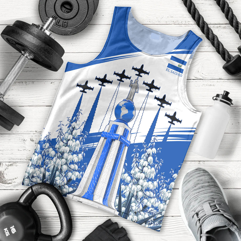 El Salvador Divine Savior Monument Men Tank Top Flor De Izote Coat Of Arms Fighter Jets Art