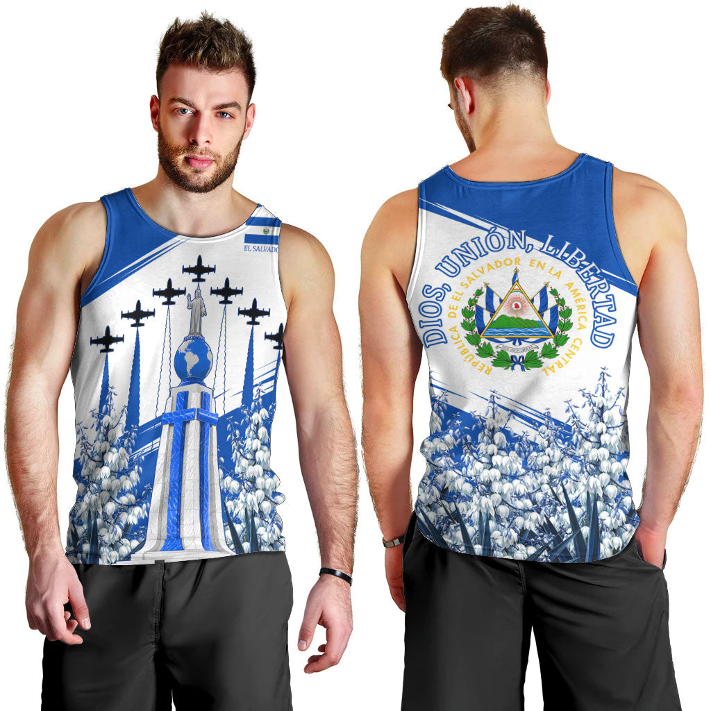 El Salvador Divine Savior Monument Men Tank Top Flor De Izote Coat Of Arms Fighter Jets Art