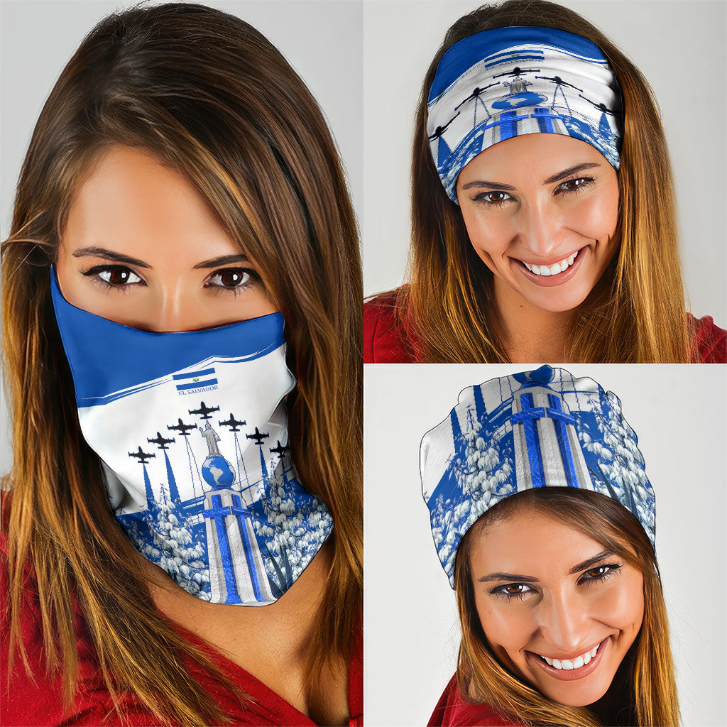 El Salvador Divine Savior Monument Neck Gaiter Flor De Izote Coat Of Arms Fighter Jets Art