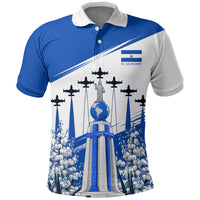 El Salvador Divine Savior Monument Polo Shirt Flor De Izote Coat Of Arms Fighter Jets Art