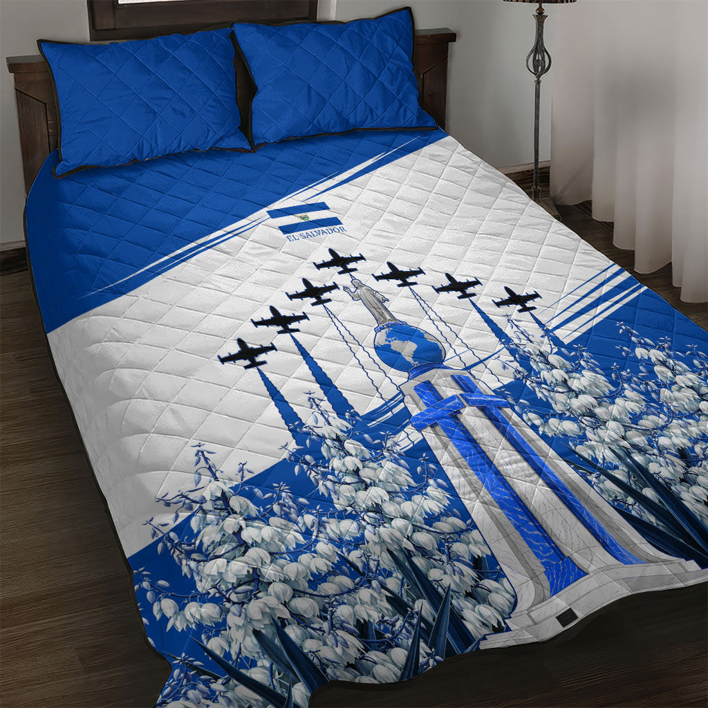 El Salvador Divine Savior Monument Quilt Bed Set Flor De Izote Coat Of Arms Fighter Jets Art