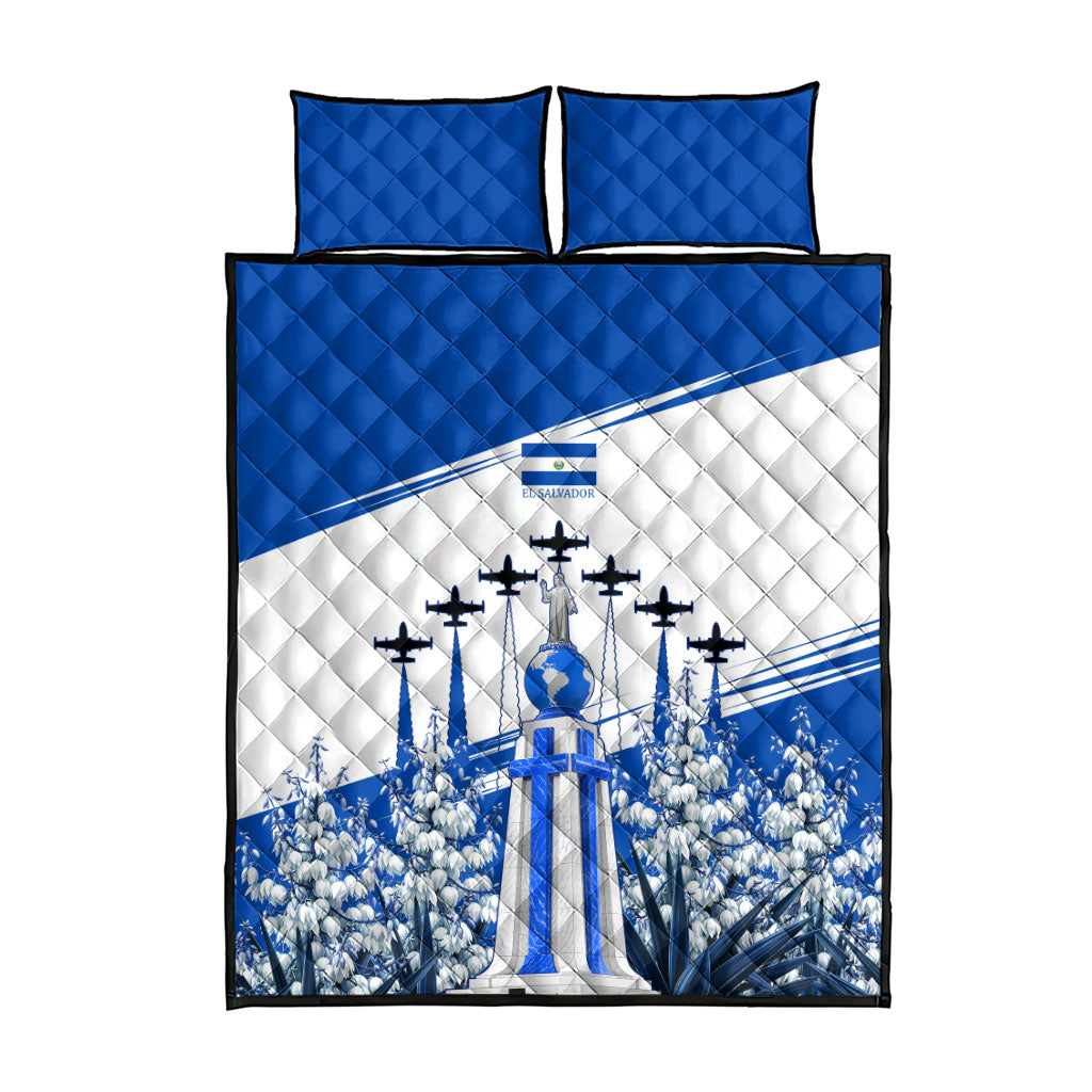 El Salvador Divine Savior Monument Quilt Bed Set Flor De Izote Coat Of Arms Fighter Jets Art