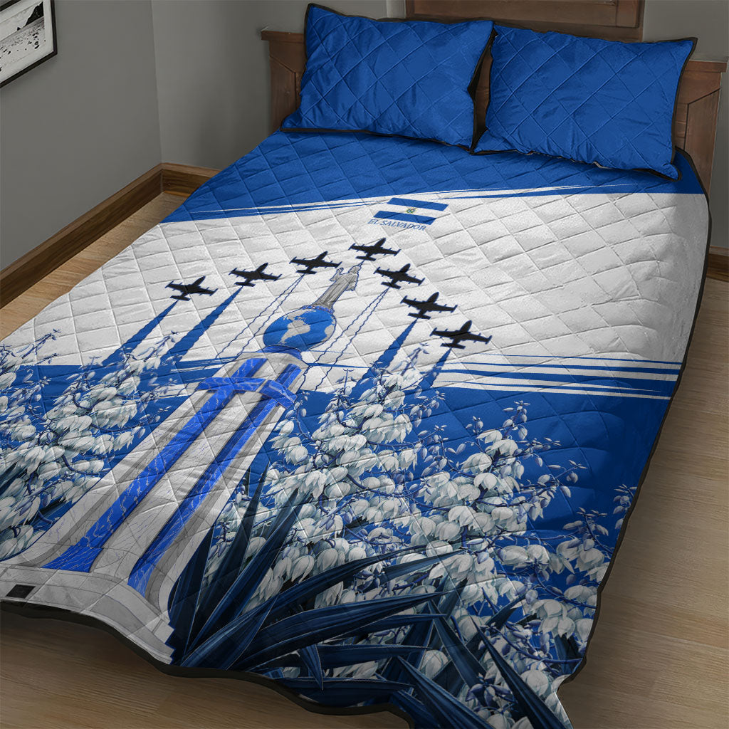 El Salvador Divine Savior Monument Quilt Bed Set Flor De Izote Coat Of Arms Fighter Jets Art