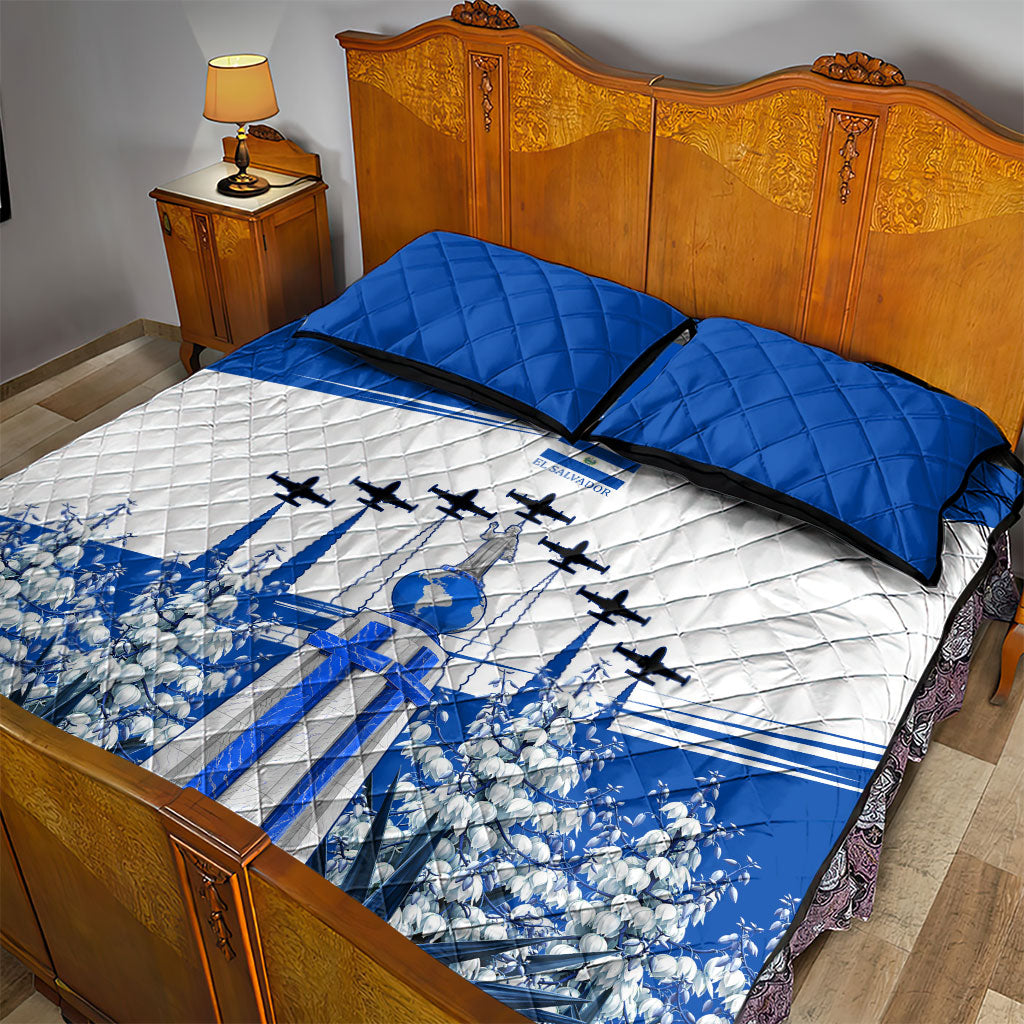 El Salvador Divine Savior Monument Quilt Bed Set Flor De Izote Coat Of Arms Fighter Jets Art