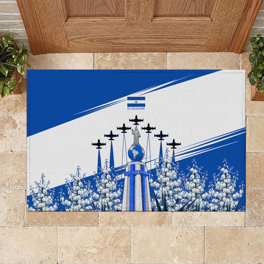 El Salvador Divine Savior Monument Rubber Doormat Flor De Izote Coat Of Arms Fighter Jets Art