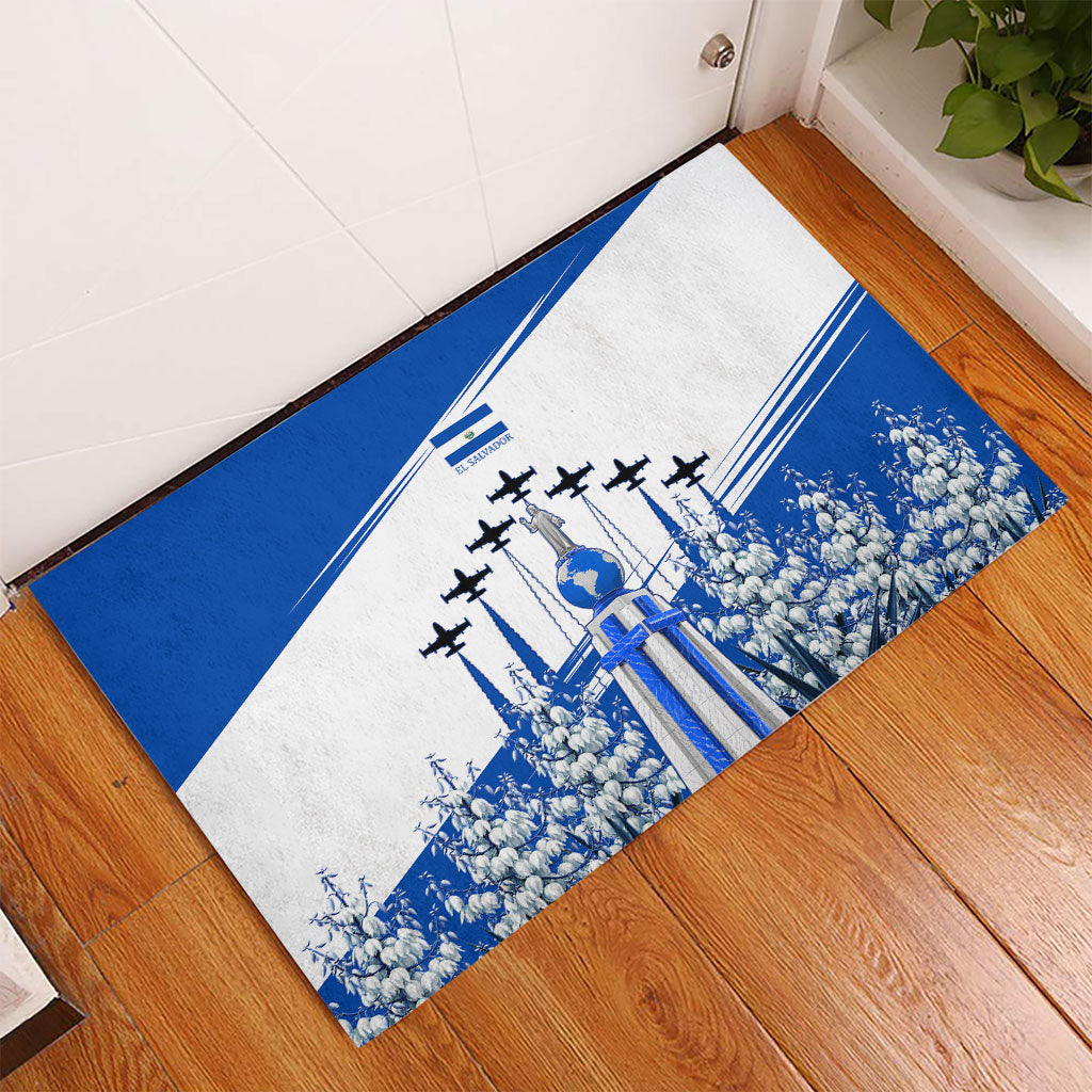 El Salvador Divine Savior Monument Rubber Doormat Flor De Izote Coat Of Arms Fighter Jets Art