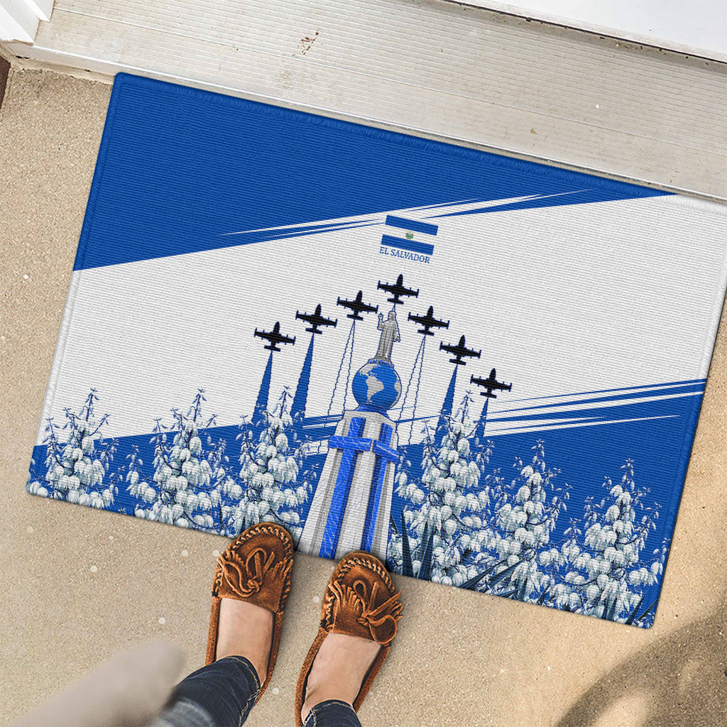 El Salvador Divine Savior Monument Rubber Doormat Flor De Izote Coat Of Arms Fighter Jets Art