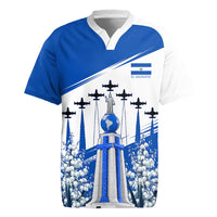 El Salvador Divine Savior Monument Rugby Jersey Flor De Izote Coat Of Arms Fighter Jets Art