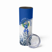 El Salvador Divine Savior Monument Skinny Tumbler Flor De Izote Coat Of Arms Fighter Jets Art