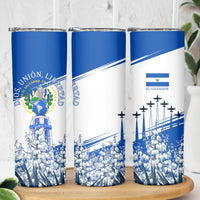 El Salvador Divine Savior Monument Skinny Tumbler Flor De Izote Coat Of Arms Fighter Jets Art
