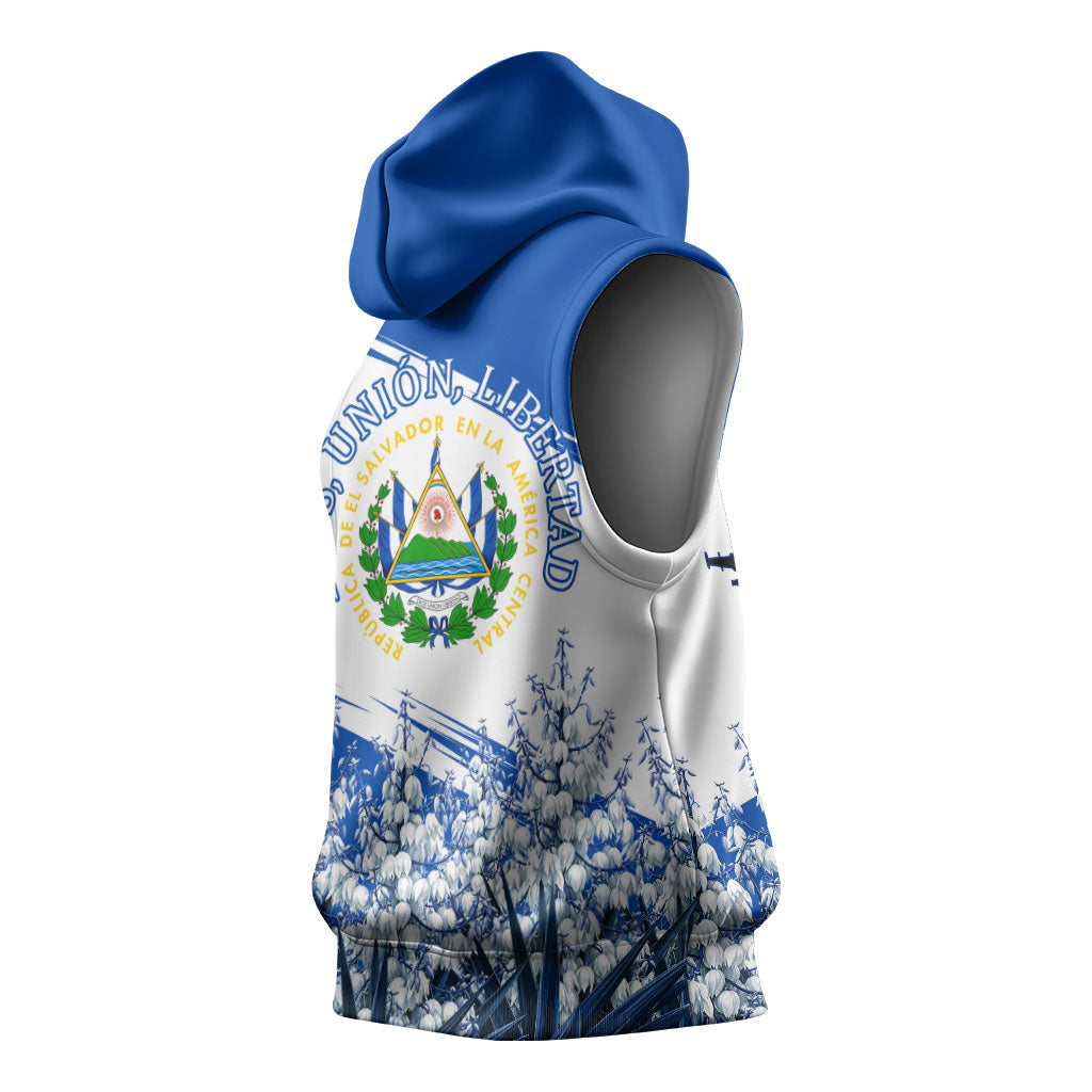 El Salvador Divine Savior Monument Sleeveless Hoodie Flor De Izote Coat Of Arms Fighter Jets Art