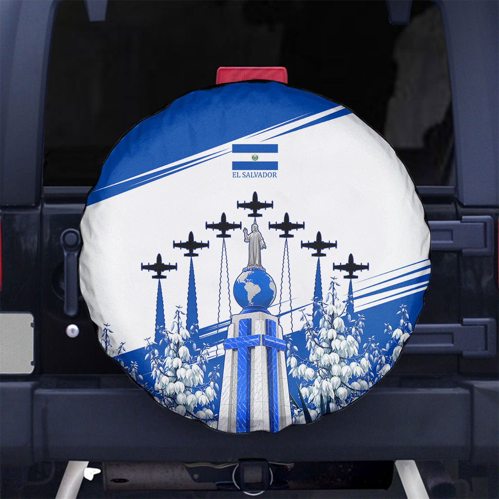 El Salvador Divine Savior Monument Spare Tire Cover Flor De Izote Coat Of Arms Fighter Jets Art