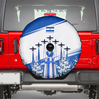 El Salvador Divine Savior Monument Spare Tire Cover Flor De Izote Coat Of Arms Fighter Jets Art