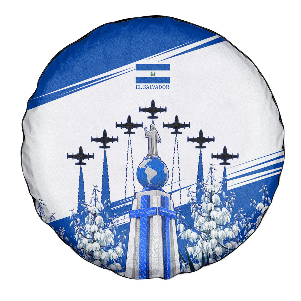 El Salvador Divine Savior Monument Spare Tire Cover Flor De Izote Coat Of Arms Fighter Jets Art