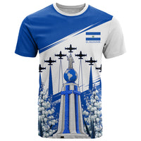 El Salvador Divine Savior Monument T Shirt Flor De Izote Coat Of Arms Fighter Jets Art