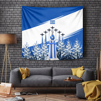 El Salvador Divine Savior Monument Tapestry Flor De Izote Coat Of Arms Fighter Jets Art