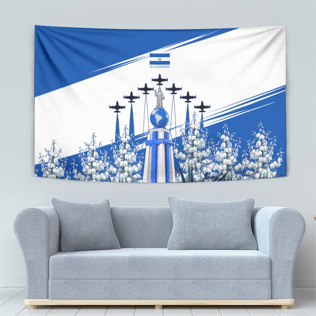 El Salvador Divine Savior Monument Tapestry Flor De Izote Coat Of Arms Fighter Jets Art