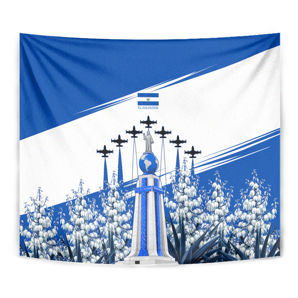 El Salvador Divine Savior Monument Tapestry Flor De Izote Coat Of Arms Fighter Jets Art