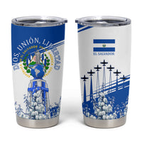 El Salvador Divine Savior Monument Tumbler Cup Flor De Izote Coat Of Arms Fighter Jets Art
