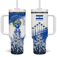 El Salvador Divine Savior Monument Tumbler With Handle Flor De Izote Coat Of Arms Fighter Jets Art