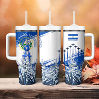 El Salvador Divine Savior Monument Tumbler With Handle Flor De Izote Coat Of Arms Fighter Jets Art