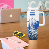 El Salvador Divine Savior Monument Tumbler With Handle Flor De Izote Coat Of Arms Fighter Jets Art