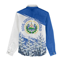 El Salvador Divine Savior Monument Women Casual Shirt Flor De Izote Coat Of Arms Fighter Jets Art