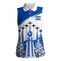El Salvador Divine Savior Monument Women Sleeveless Polo Shirt Flor De Izote Coat Of Arms Fighter Jets Art