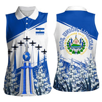 El Salvador Divine Savior Monument Women Sleeveless Polo Shirt Flor De Izote Coat Of Arms Fighter Jets Art