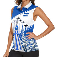 El Salvador Divine Savior Monument Women Sleeveless Polo Shirt Flor De Izote Coat Of Arms Fighter Jets Art
